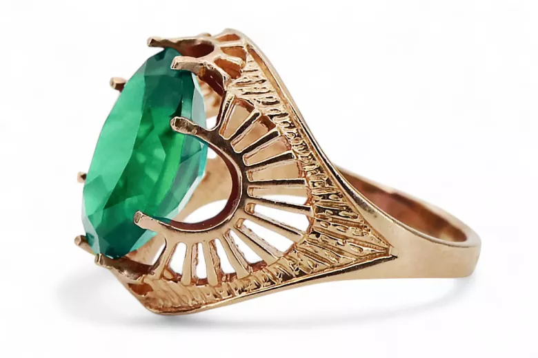 Original Vintage 14K Rose Gold Emerald Ring Vintage Jewlery vrc003r